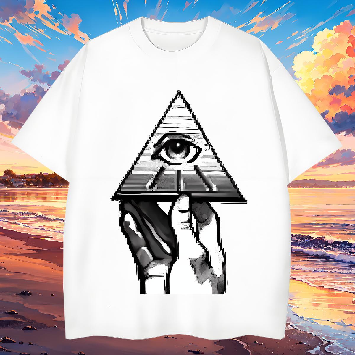 Brand Mens T Shirts 100% Cotton 230g eye of the devil Street wear Hip Hop DIY O Neck Short Sleeves Men Tops Tees DIY Customized Polos