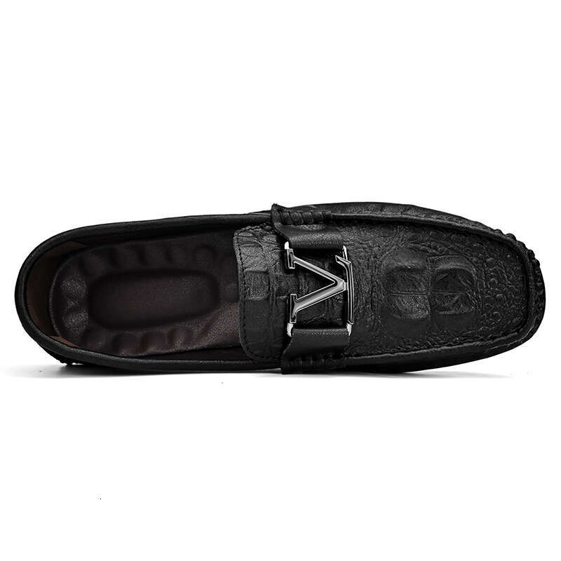 High Quality Genuine Men's Casual Brand Cowhide Leather Crocodile Pattern Loafers Ladies Moccasin Flat Shoes