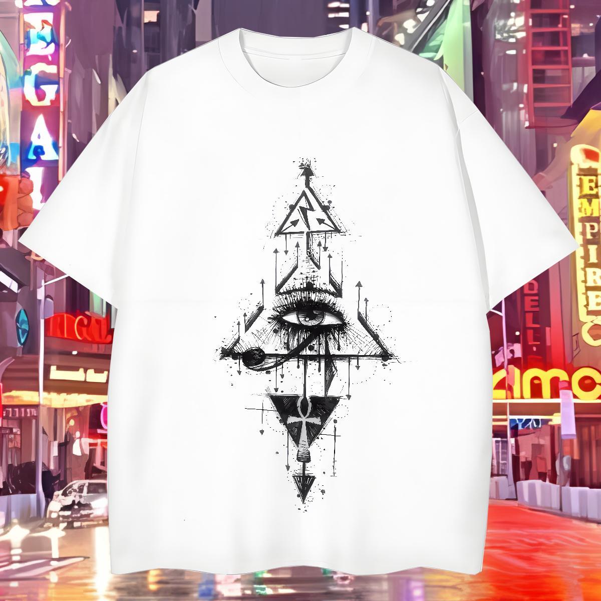 Cool Design T Shirt For Man 230g Pure Cotton eye of the devil Casual Daily Wear White Plus Size Breathable Crew Neck Mens Tshirts Factory Direct Top T