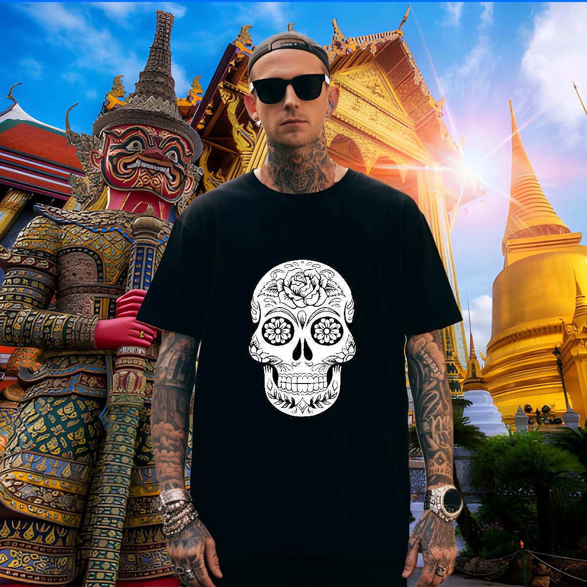Unisex T shirt 100% Cotton 230g skull Hip Hop Custom Print Oversized Breathable Crew Neck Mens Tshirts Designer Clothes