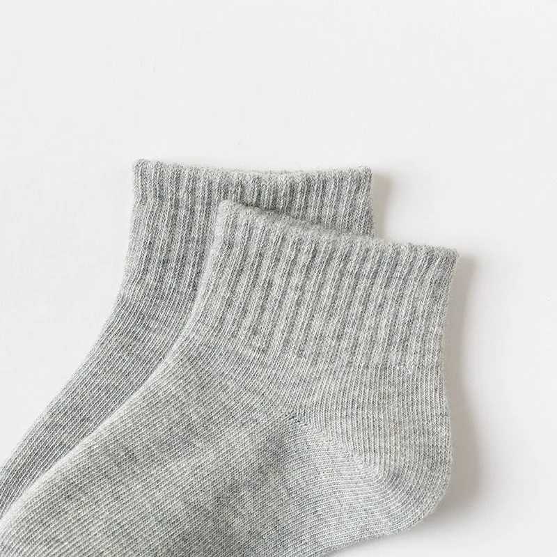 5 Pairs/Lot Summer New Children Cotton Socks Fashion Pure Black White Gray For 1-12 Years Kids Teen Student Baby Girl Boy Socks CL240824