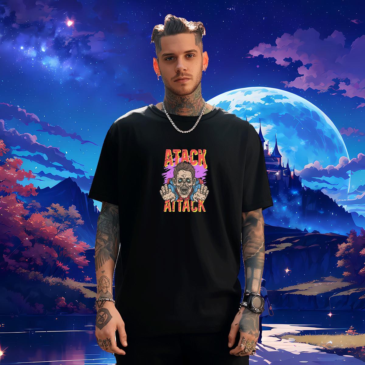 TOP Quality Men T Shirts 230g 100% Cotton skull Home Outdoor Custom Cartoon Breathable Soft Men Tops Tees 2024 DIY Clothes