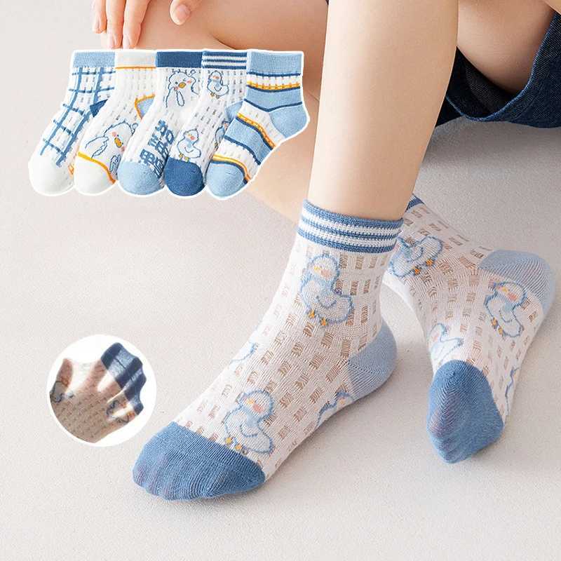 Five Pairs of Summer Thin Childrens Cartoon Cute Fashion Foreign Boy Mesh Breathable Comfortable Cotton Short Socks CL240824