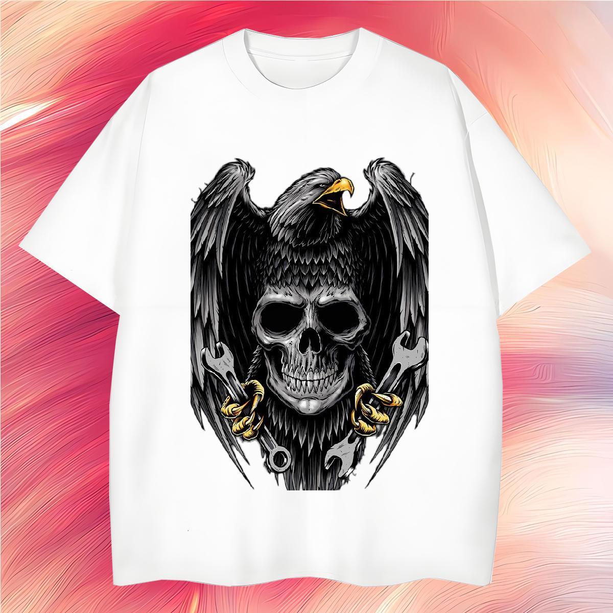 Popular T Shirt For Man 230g 100% Cotton skull Street Wear DIY Printed Crew Neck Breathable Men Tshirts Customized Tee Shirt