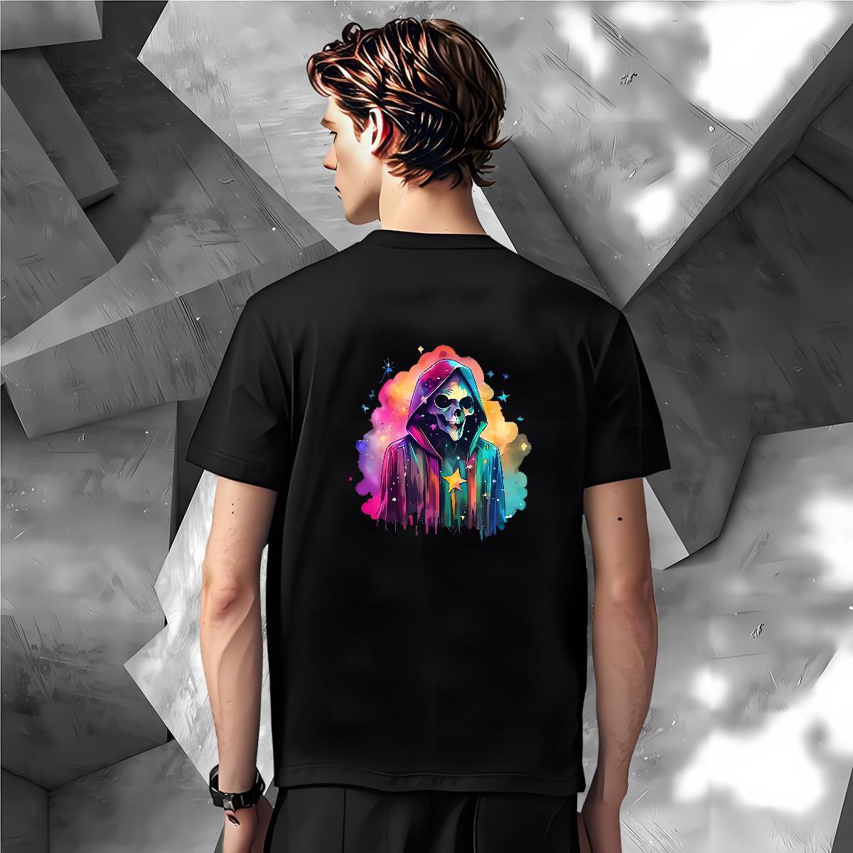 Soft T Shirt For Man 230g Pure Cotton skull Daily Outfit Skull Breathable Crew Neck Mens Tshirts Fashion Casual Tees Shirts