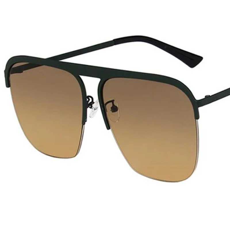 Fashion Sunglasses Unisex Semi-Rimless Sun Glasses Anti-UV Spectacles Personality Single Beam Eyeglasses Gradient Lens Google Y240824