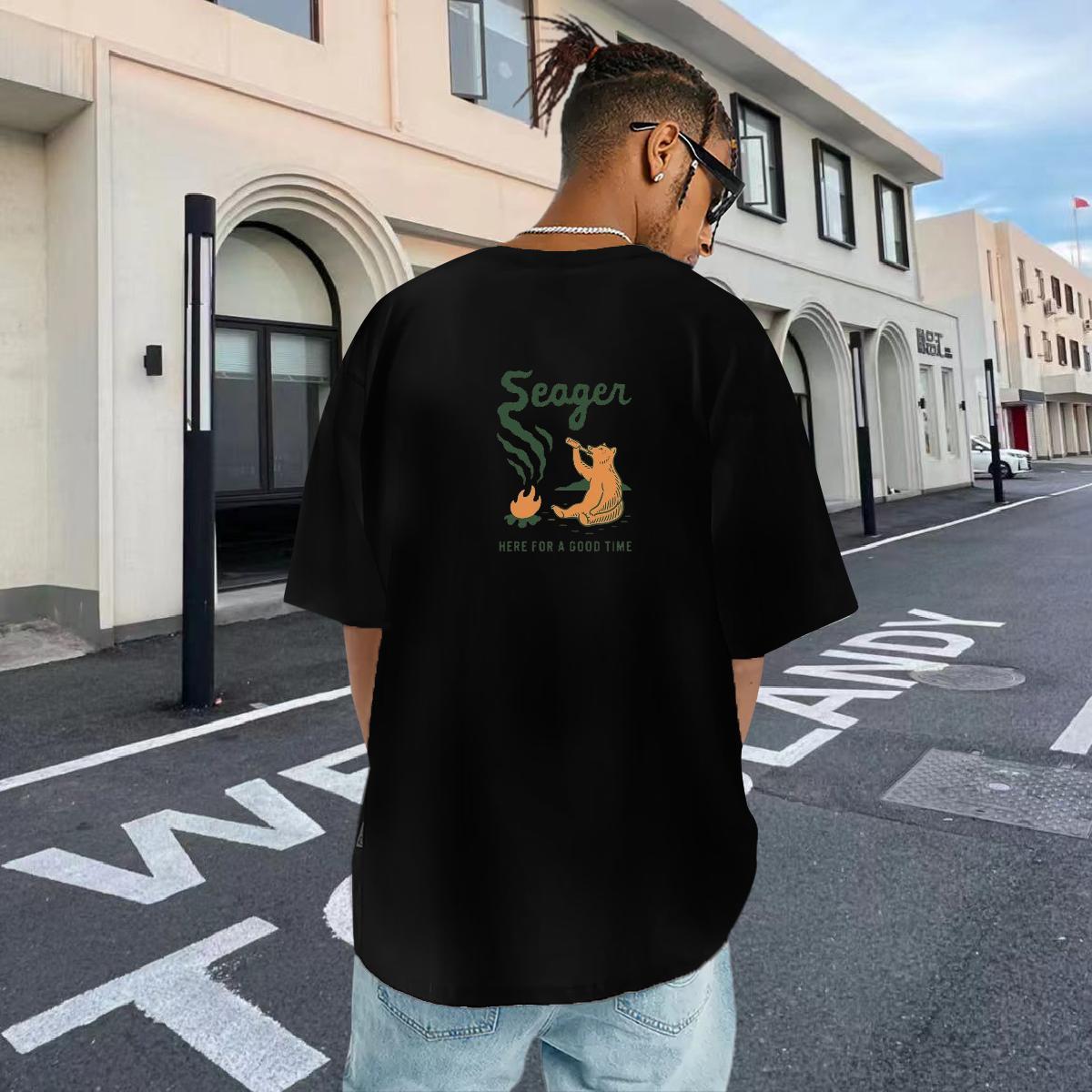 Comfortable T-Shirts 230g Cotton beach High Street Hip Hop Plus Size Cartoon Short Sleeve Soft Mens Tshirts DIY Polos
