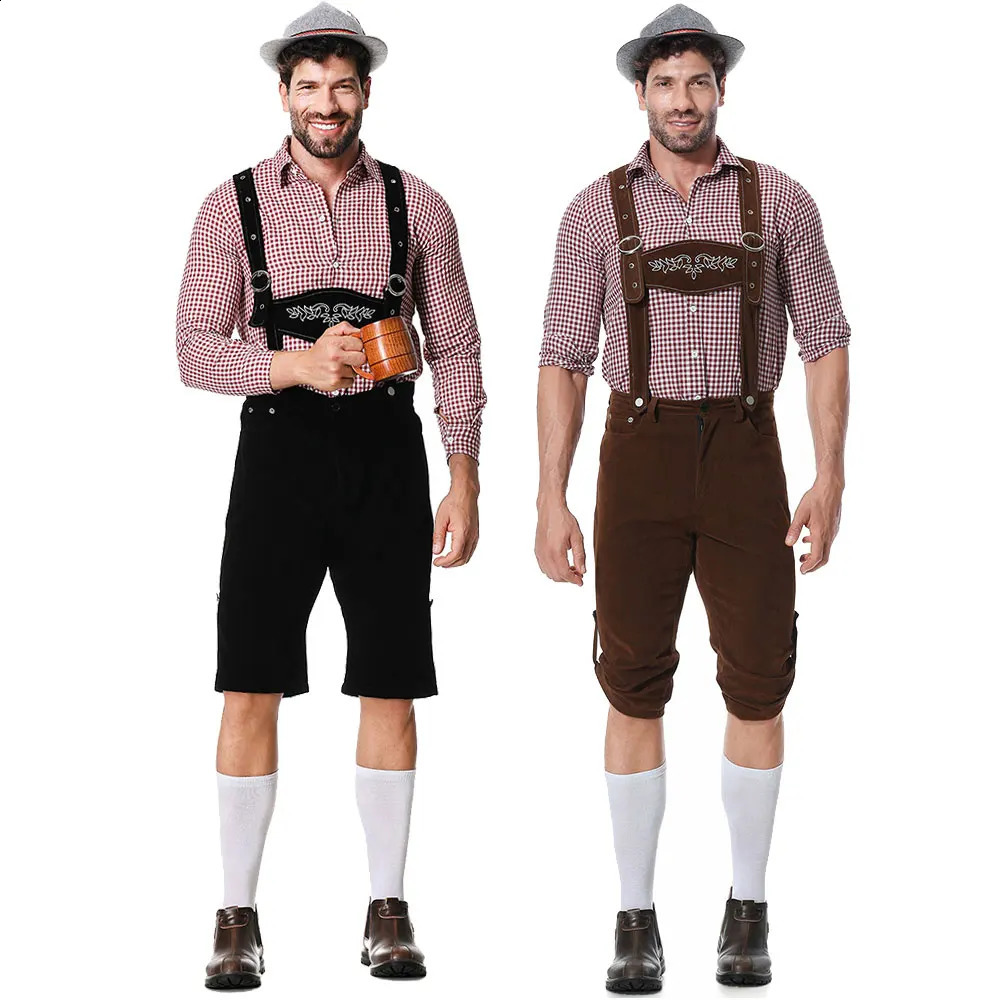 Three piece beer festival Lederhosen mens clothing Bavarian German Beer Festival pendant shirt hat roleplaying set 240823