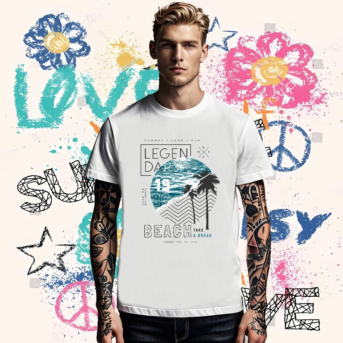 Free Shipping Men Clothes T-Shirt sea Hip Hop Street 100% Cotton 230g Tops Tees Breathable Short Sleeve Classic T-Shirts for Men Custom Anime