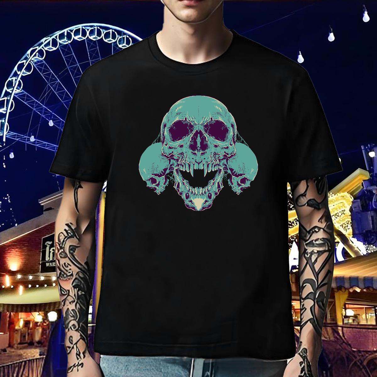 TOP Quality Man T Shirts 230g Cotton skull Street Wear Cartoon Printing L-4XL Short Sleeve Soft Men Tops Tees Brand Tshirts