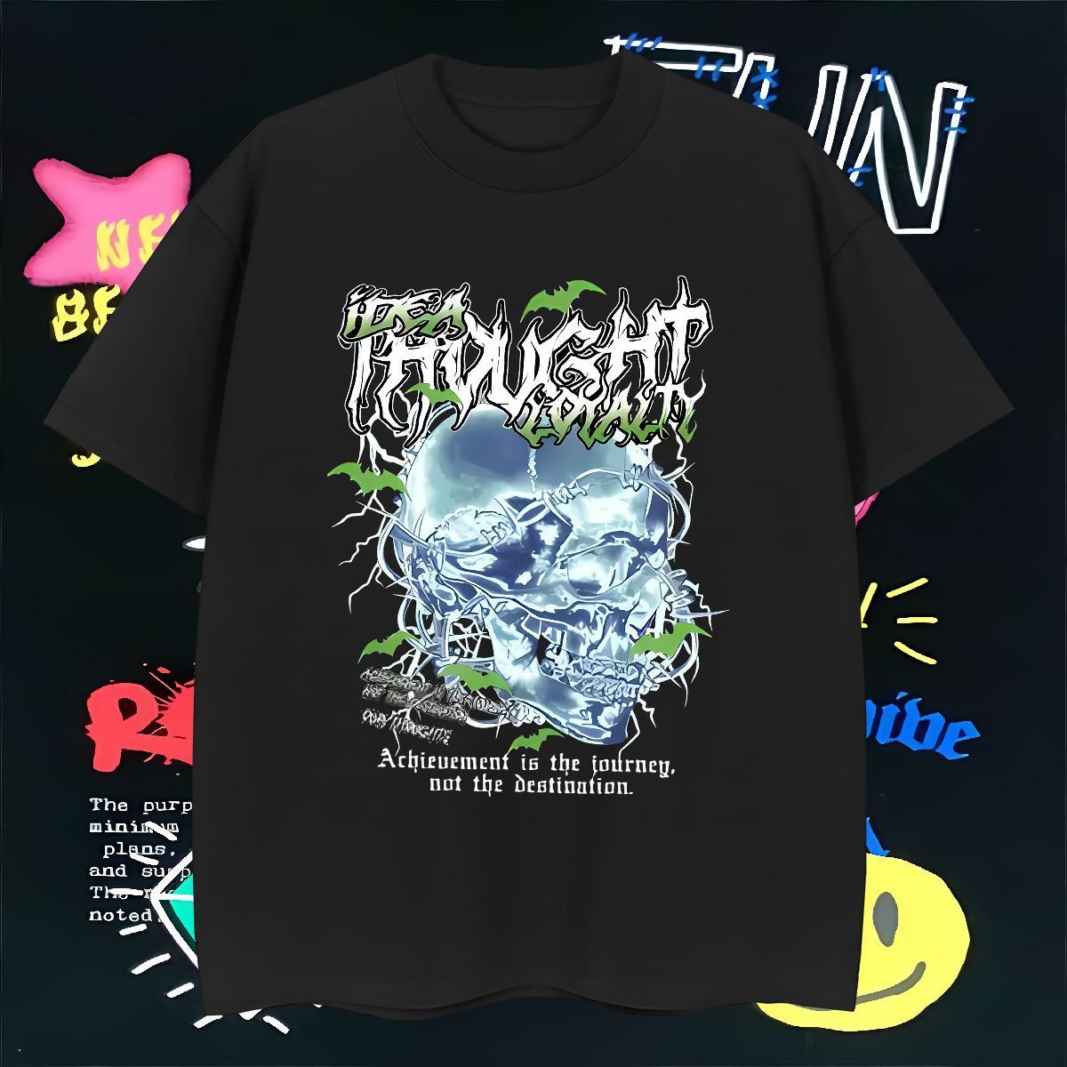 TOP Quality T-Shirts for Men 100% Cotton 230g skull Hip Hop Street Cartoon Printing L-4XL Crew Neck Breathable Couples T Shirts Factory Direct Tees