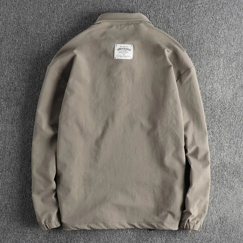 Spring and autumn fashion trend mens polo shirt long sleeve solid color all casual loose lapel shirt 240824
