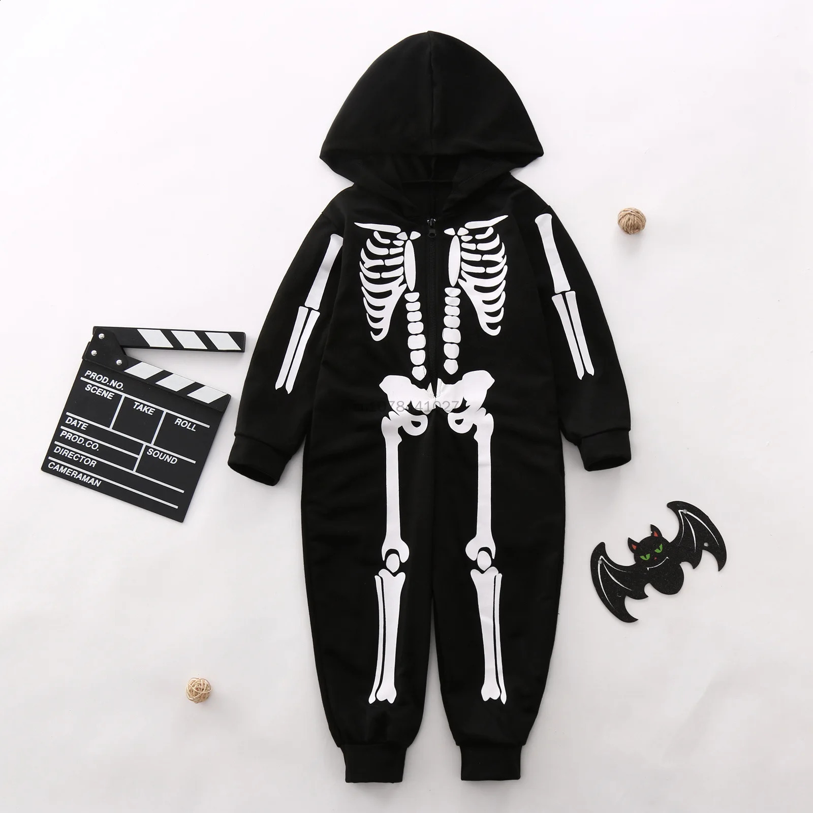 Halloween Carnival costume family bone skeleton jumpsuit roleplaying zipper hoodie adult children boys and girls 240823