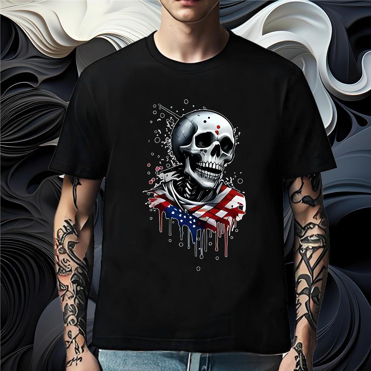High Quality T shirt 230g Pure Cotton skull Daily Wear DIY Logo Oversized Round Neck Short Sleeve Men Tshirts Brand Tees Shirts