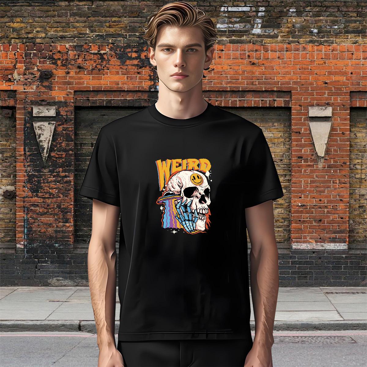 Soft T shirt 230g Pure Cotton skull Outdoor Oversized 4XL Breathable Short Sleeve Mens Tshirts 2024 Clothes
