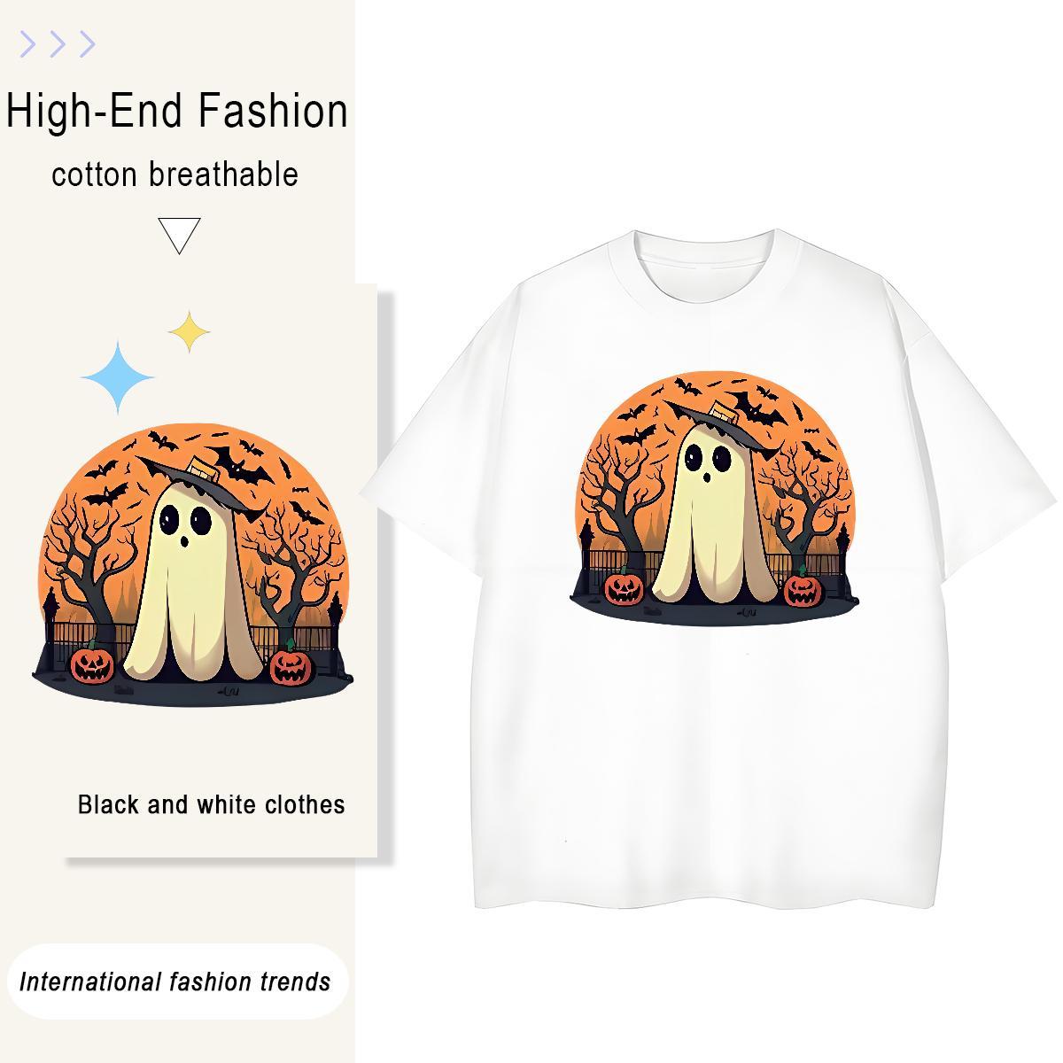 Fashion Designer Men Clothes T-Shirt halloween Outdoor 230g 100% Cotton Tops Tees Crew Neck Breathable Classic Men T Shirts Floral Print