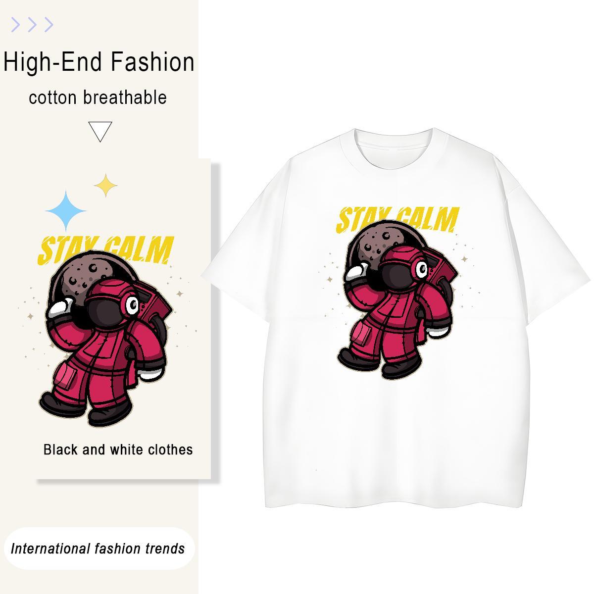 Soft Women Tees 230g Cotton cosmonaut Spring Summer Woman T Shirts Breathable Soft Custom Print Plus Size Tees Shirts