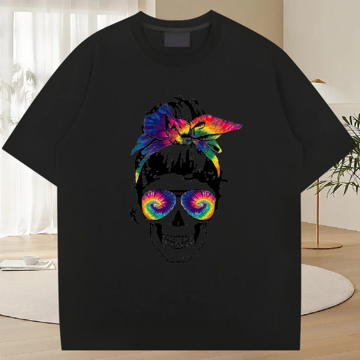 Comfortable T Shirt For Man 230g Cotton skull Casual Custom Printed Short Sleeve O-Neck Men Tees New Designer Clothes