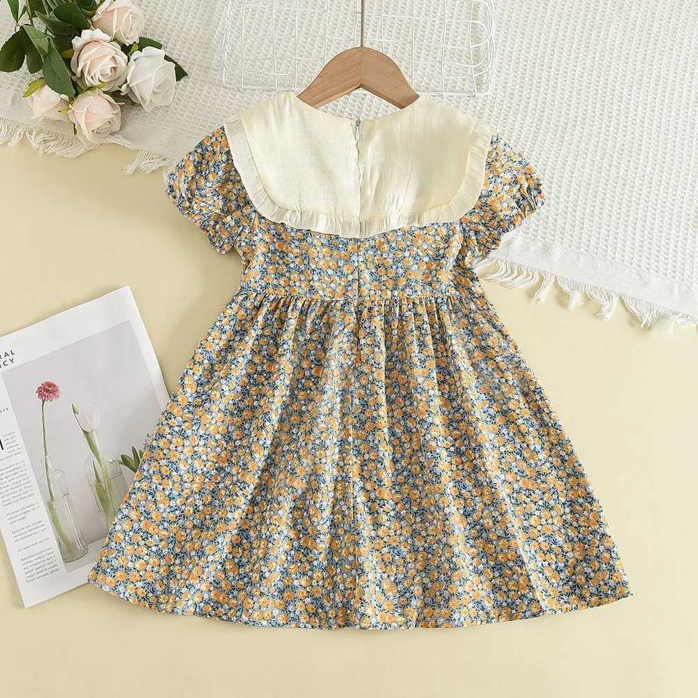 Leisure Summer Childrens Clothing Flower Childrens Clothing Bow Stickers Baby Girls Princess Dress New Flower Girls Dress W240823