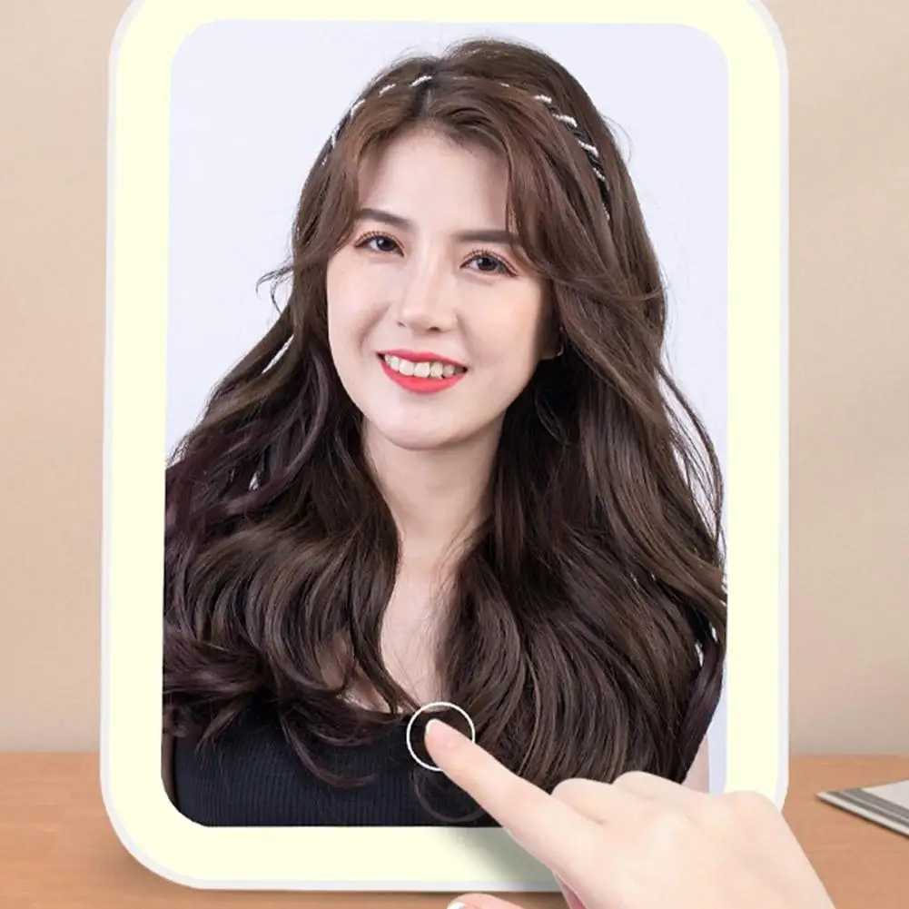 Portable Folding Mirror Lighted Mirror LED 3Colors Modes Mirror Travel USB Dressing Table With Makeup Light Charging Z9K1XJ241213
