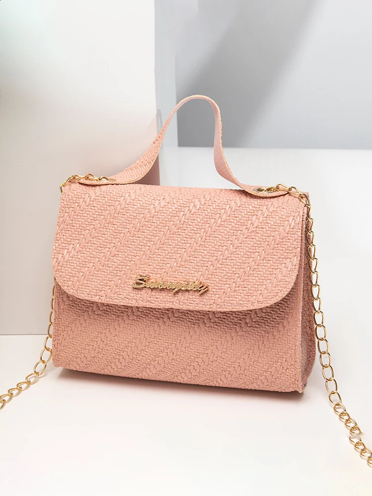Embossing Chain Square Bag PU Leather Large Capacity Shoulder Crossbody Cell Phone for Women 240826Z