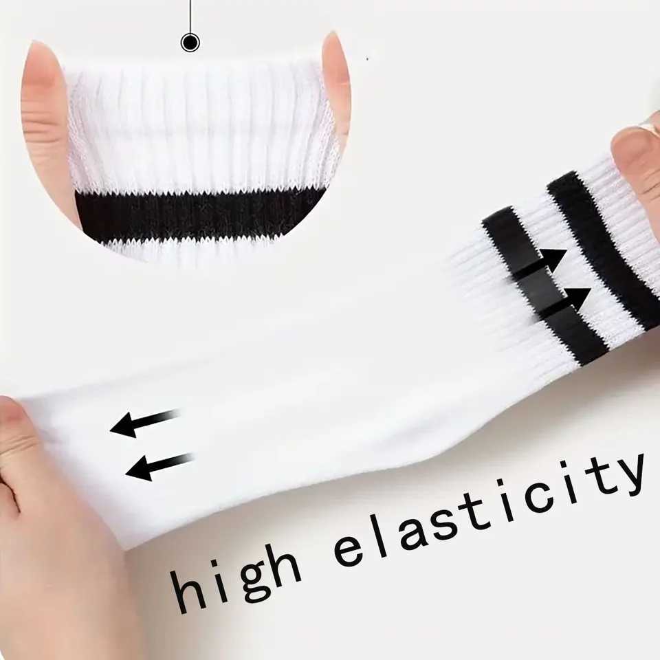 12 pairs of striped Preppy Crew childrens socks - unisex fashionable solid color striped pattern round neck socks CL240824