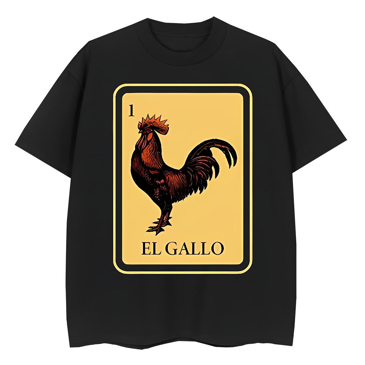 2024 Summer Tshirts chicken Outdoor 230g 100% Cotton Polos Crew Neck Breathable Loose Men T Shirts Floral Print