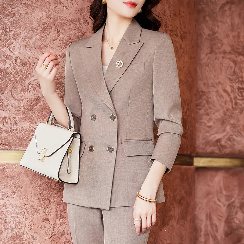 High quality fabric womens formal business suit with pants and jacket elegant OL style professional set 240823