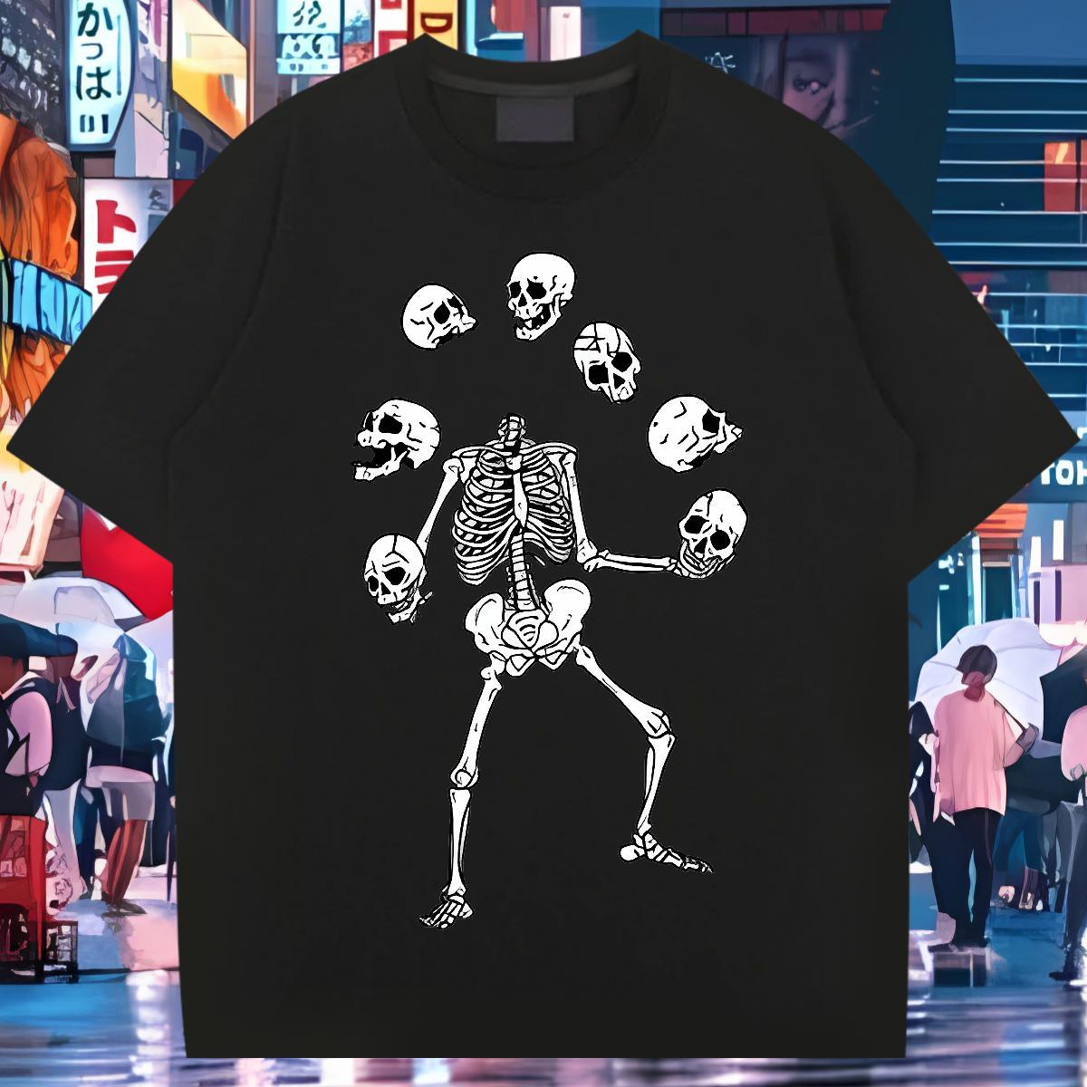 Brand T Shirt For Man 230g Pure Cotton skull High Street Hip Hop Plus Size Custom Crew Neck Breathable Men Tees Free Shipping Polos
