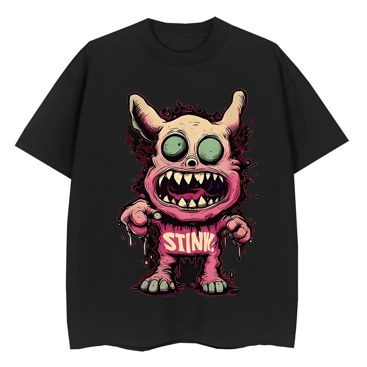 Female Couples T Shirts 100% Cotton 230g scare Sports Casual T shirt Round Neck Short Sleeve Anime Oversized Clothings
