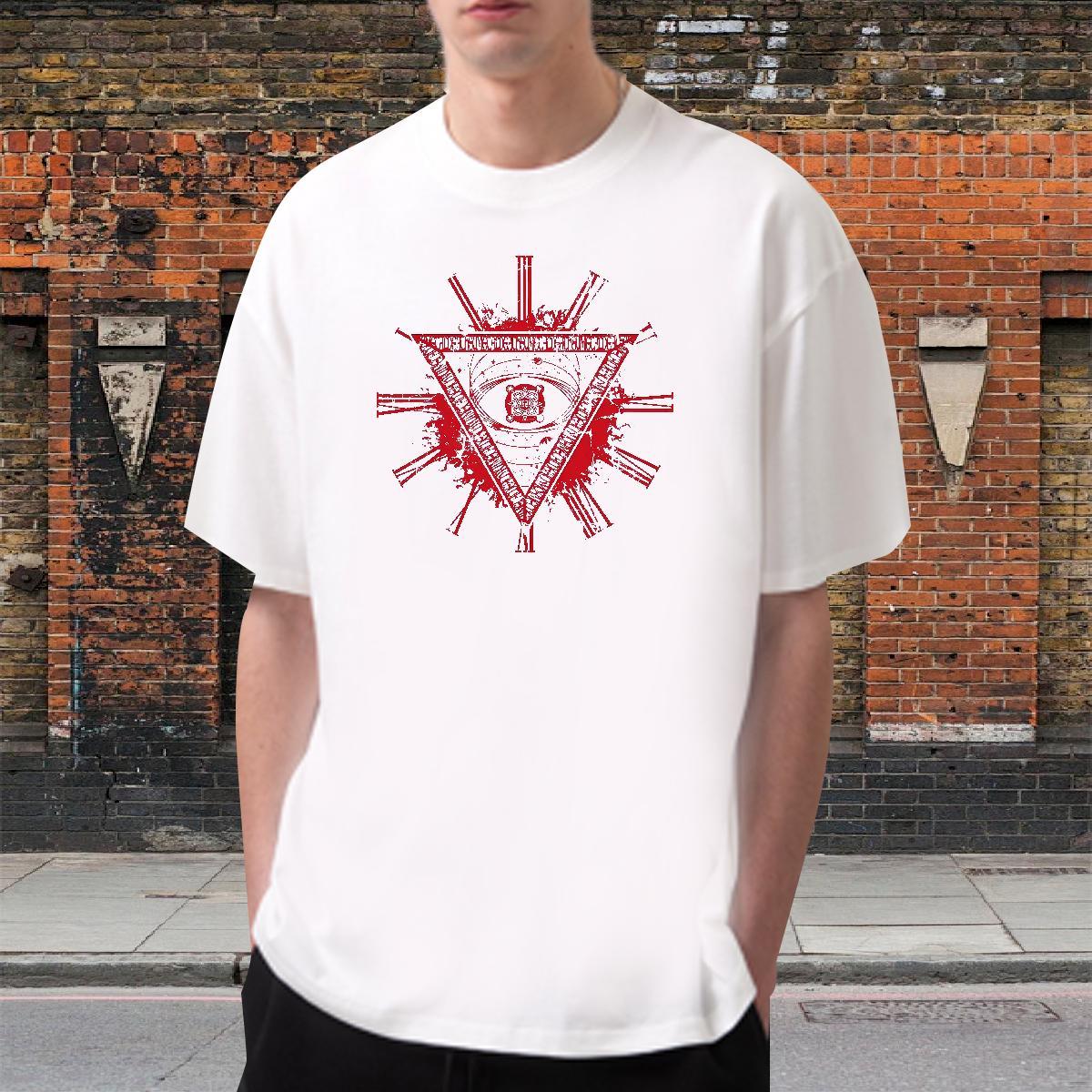 Wholesale Mens T Shirts 230g Pure Cotton eye of the devil Home Outdoor Asian Size Breathable Short Sleeve Men Clothes T-Shirt Brand Tees Shirts