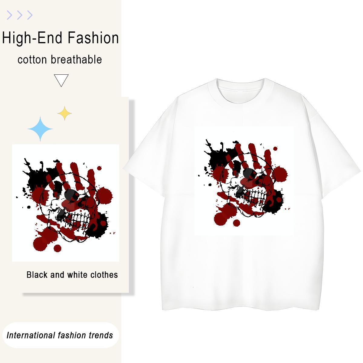 High quality Women Tshirts 230g Cotton scary Outdoor T-Shirts Short sleeve Soft Black Oversized Clothes Shirt