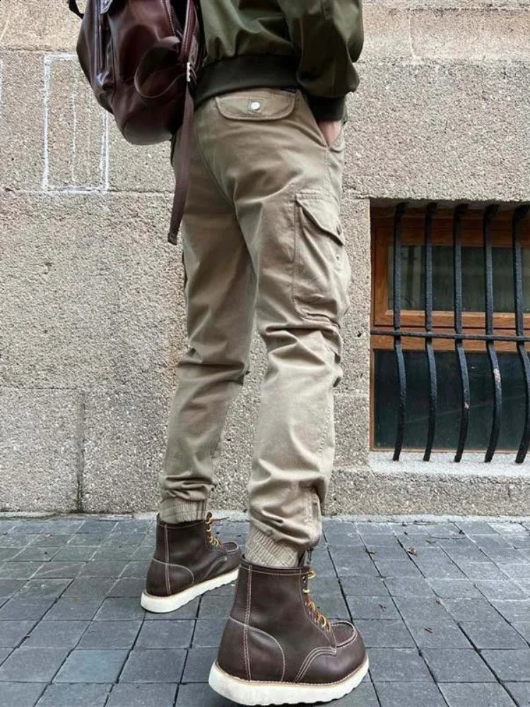 Mens Trouser Elastic Bicycle Autumn Outdoor Cargo Pants Hiking Motorcycle Long Horn Plus Fashion est Retro Harajuku 240823
