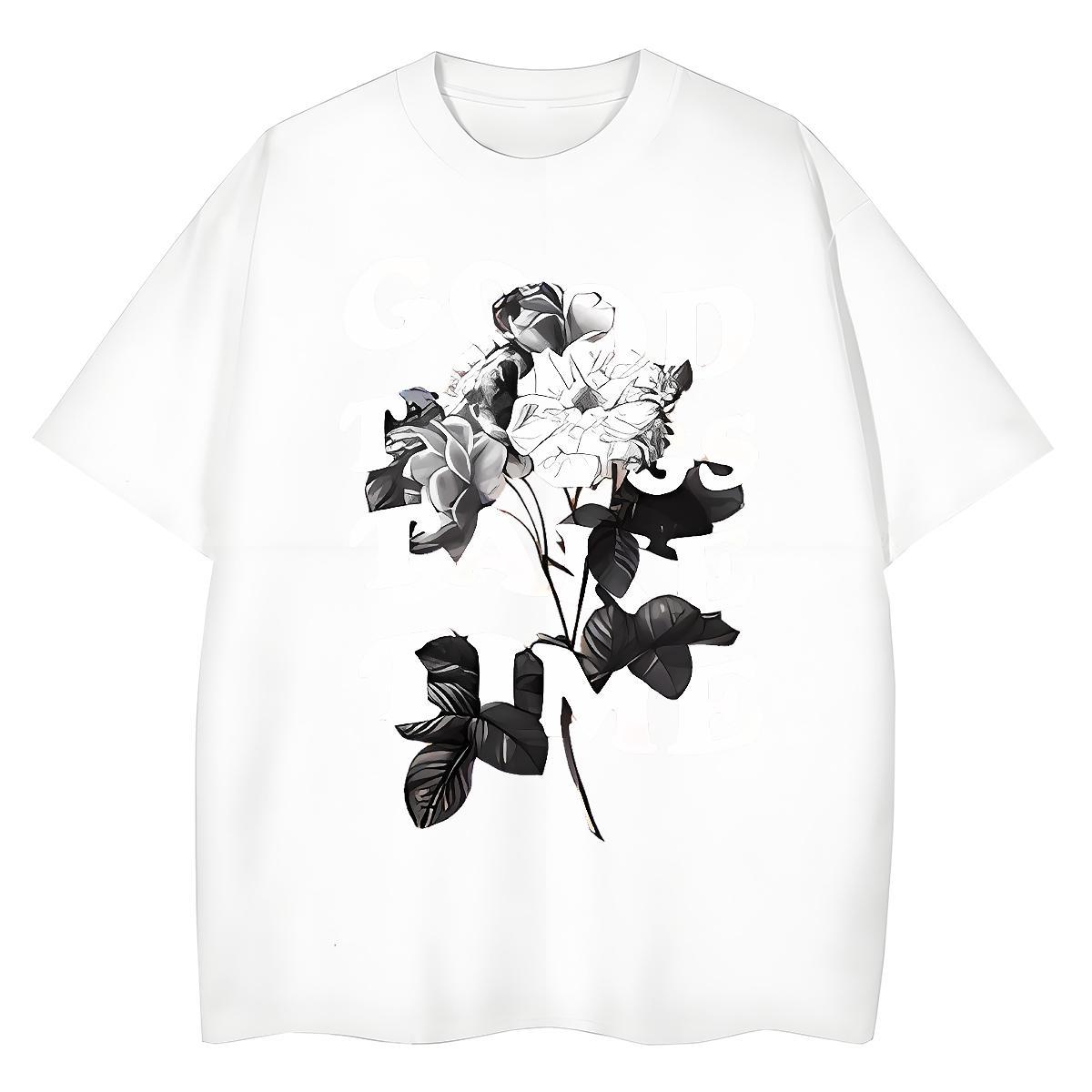 Designer Fashion Mens Tshirts flower Sports Casual 230g 100% Cotton Tee Shirt Crew Neck Breathable Cool T shirt Custom Big Size