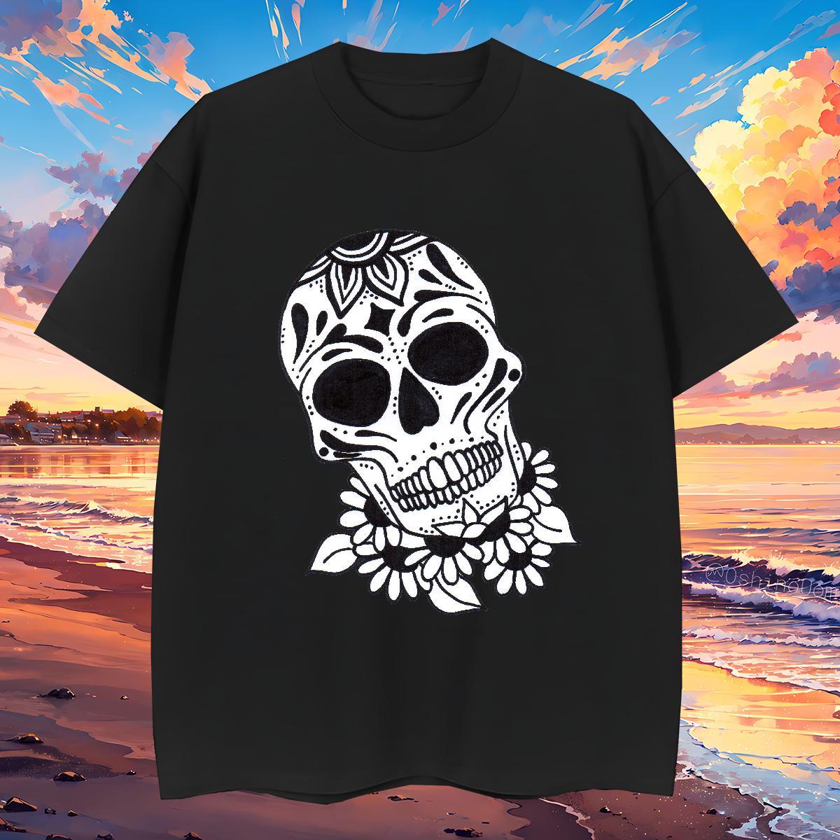 Brand T-Shirts for Men 230g 100% Cotton skull Casual DIY Logo Oversized Short Sleeve O-Neck Men Clothes T-Shirt Classic Tees Shirts
