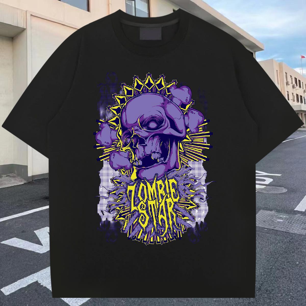 Free Shipping T shirt 230g 100% Cotton skull Sports Casual White Plus Size Round Neck Short Sleeve Men Clothes T-Shirt 2024 Tshirts