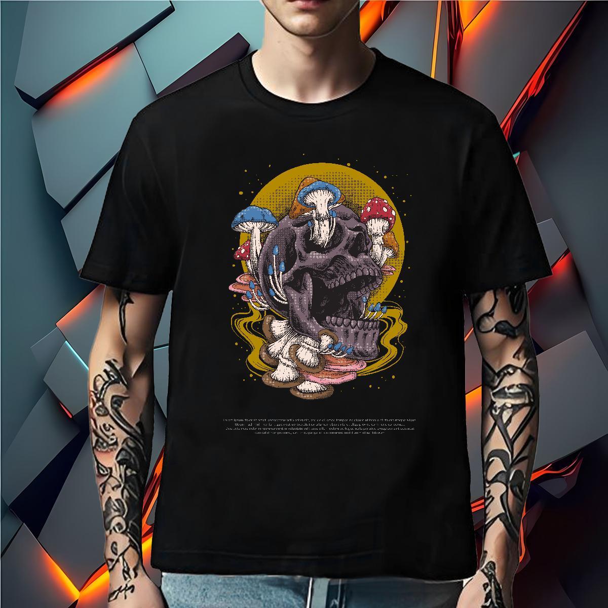 Designer Man T Shirts 230g Cotton skull Street Casual Anime Print Breathable Crew Neck Men Tshirts Designer Fashion Tops Tees