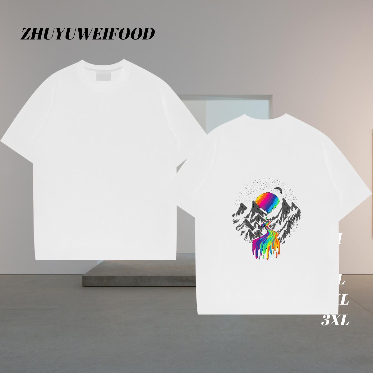 Popular Man T Shirts 100% Cotton 230g mountains Outdoor Oversized 3XL 4XL Breathable Short Sleeve Men Tshirts Fashion Tops
