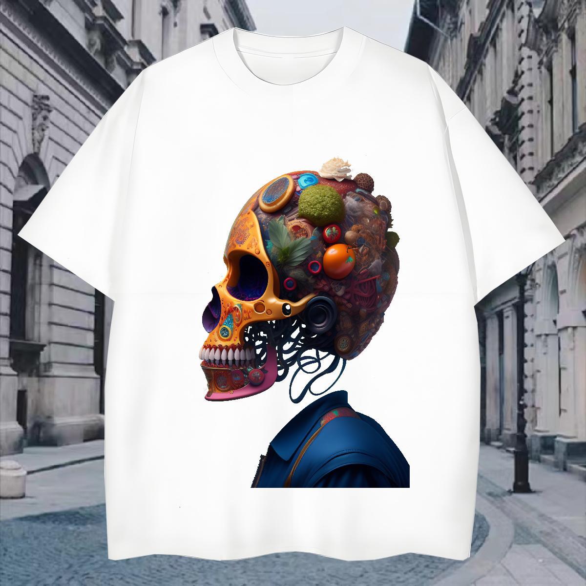 Designer Mens T Shirts 230g 100% Cotton skull Daily Outfit Custom Printed Breathable Short Sleeve Men Tshirts Customized Tees Shirts