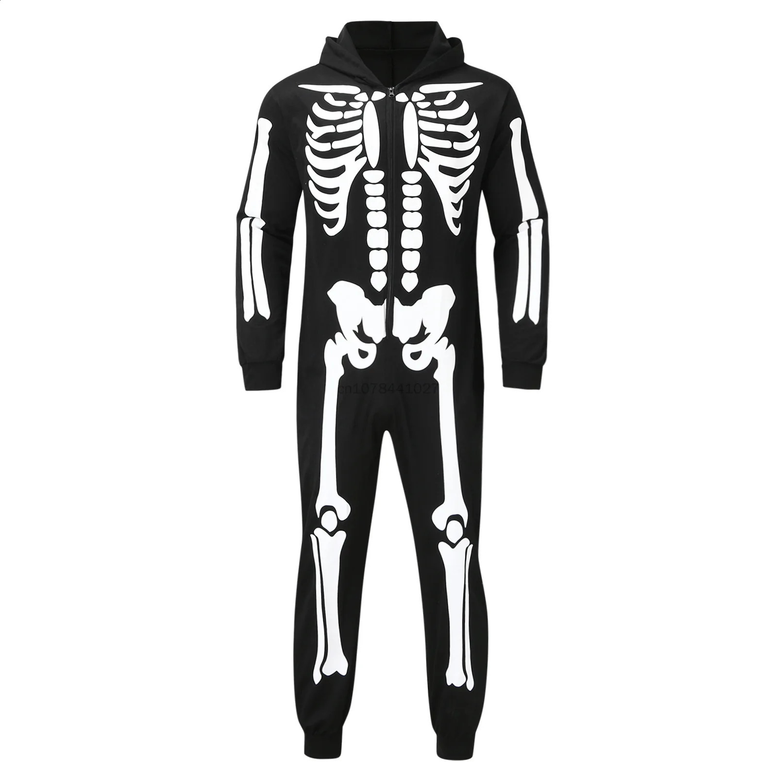 Halloween Carnival costume family bone skeleton jumpsuit roleplaying zipper hoodie adult children boys and girls 240823