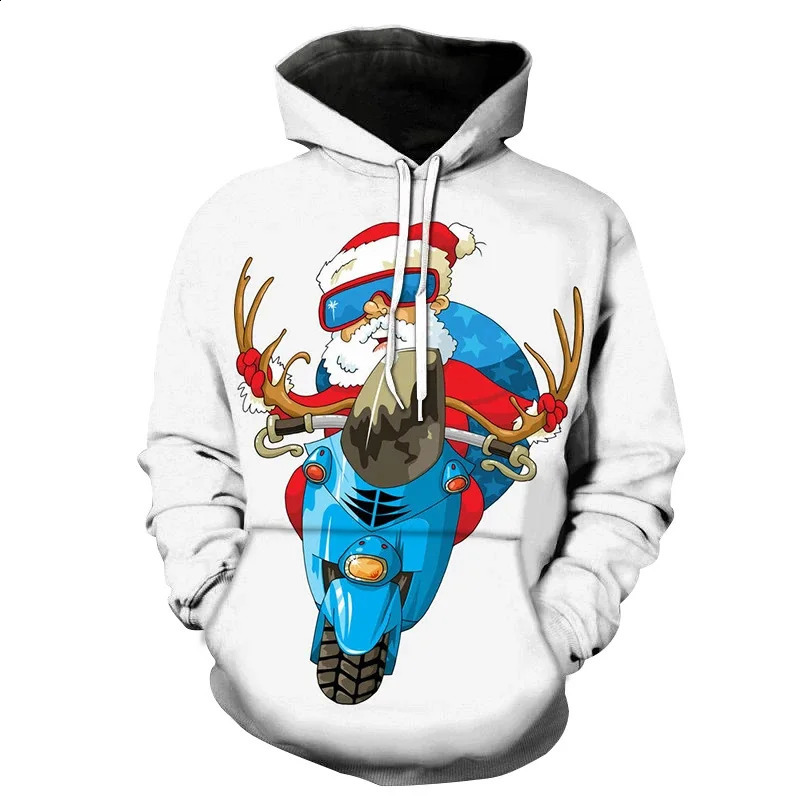 Christmas Mens Hoodie 3D print casual Christmas Tree Old Man Hoodie Men Harajuku Streetwear Oversized Sweatshirt Men 240823