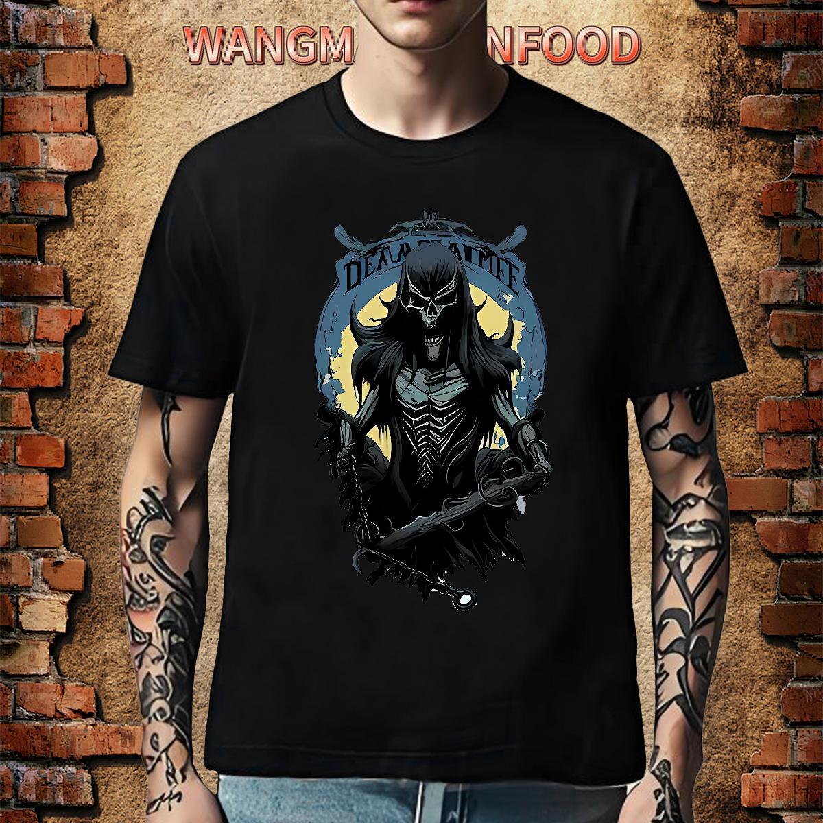 Comfortable T Shirts Men 230g 100% Cotton skull Sport Black Oversized Crew Neck Tshirt for Man Woman New Designer Tees