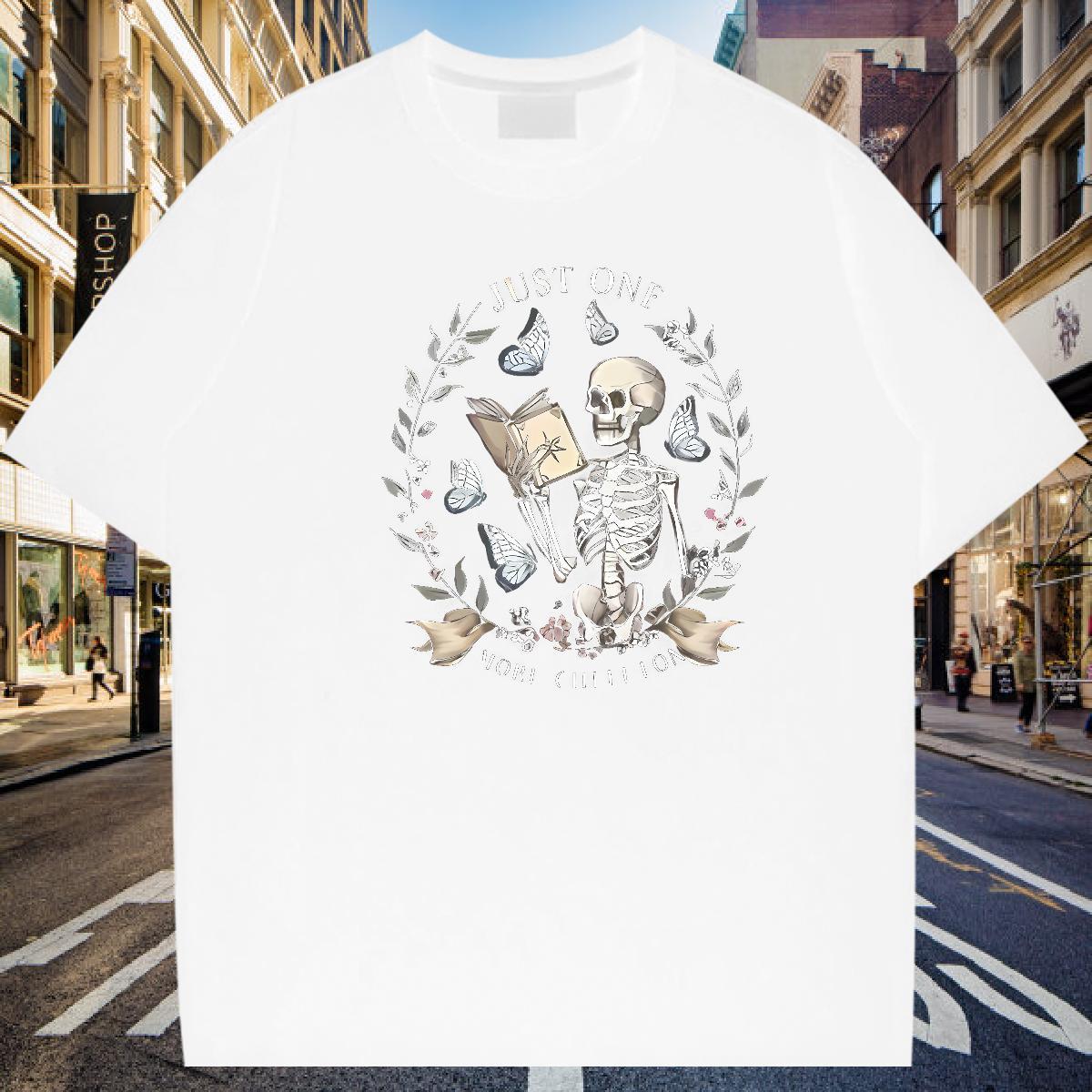 TOP Quality T Shirts Men 230g Cotton skull Summer Casual Customized Print Breathable Short Sleeve Men Tops Tees Fashion New Clothings