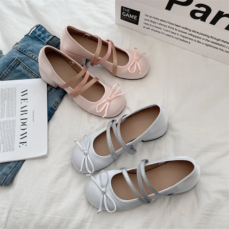 Spring Autumn Mary Jane Shoes Fashion Shallow round toe mid heel shoes for women Elegant outdoor single pump shoes for women 240823