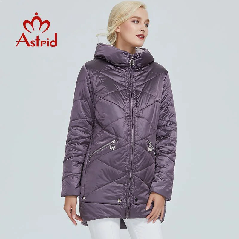 Astrid Winter Jacket Womens Contrast Waterproof Fabric Hat n Thick Cotton Clothing Warm Park AM2090 240823
