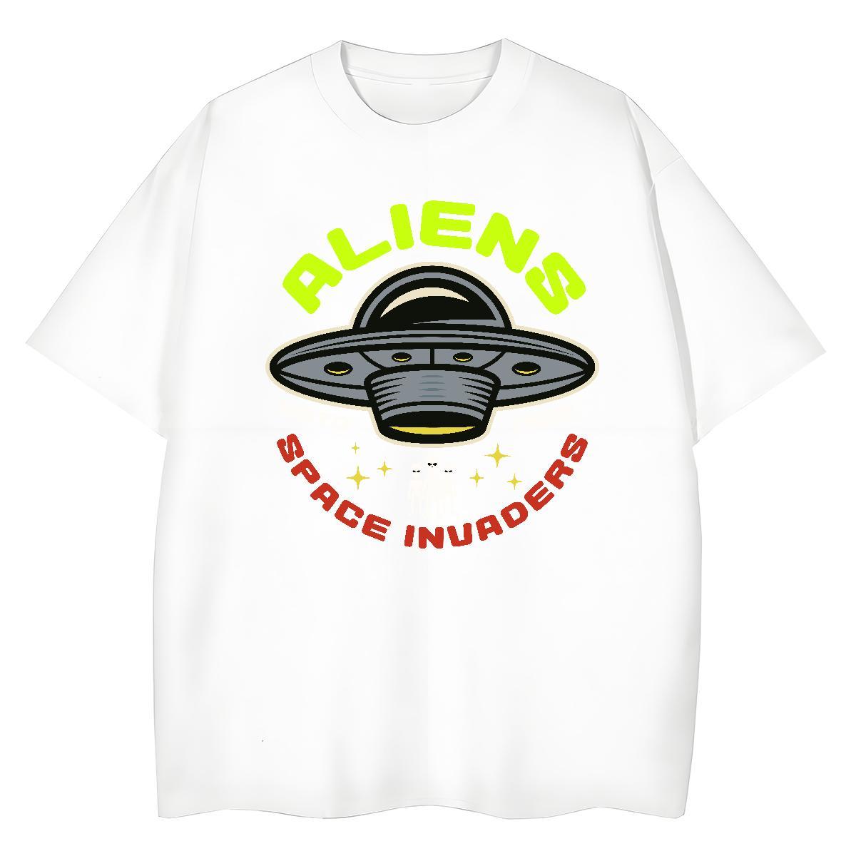 Loose Mens T Shirts 230g Pure Cotton UFO Daily Outfit Oversized 3XL 4XL Breathable Soft Couples T Shirts Fashion Designer Top Tees