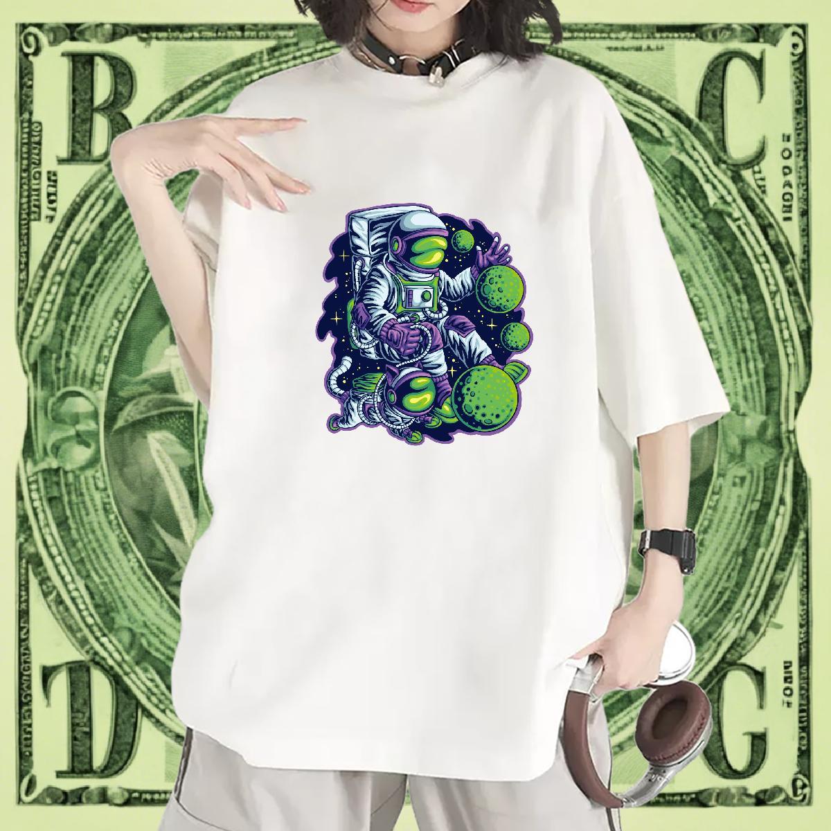 Popular Women Tshirts 230g 100% Cotton universe Street Wear T Shirts Women Breathable Crew Neck DIY Logo Tee Shirt