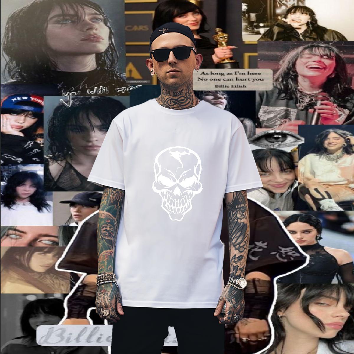 Cool Man T Shirts 230g Cotton skull Street Custom Printed O-Neck Short Sleeve Men Tops Tees 2024 Designer Clothes