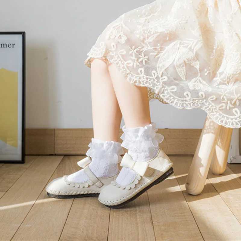 3/6 Pairs Girls Lace Ruffle Socks Cotton Breathable Comfy Adorable Princess-Style Kids Dance-Ready Socks with Frilly Trim CL240824