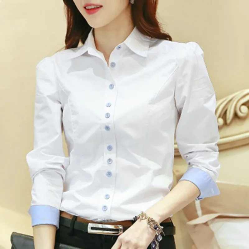 Spring and Autumn Womens Solid Color POLO Collar Loose Fit Button Panel Long Sleeve Bottom Shirt Fashion Elegant Casual Tops 240823